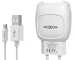 Мережевий зарядний пристрій MOXOM KH-69 2.1A 2xUSB-A ports home charger + micro USB cable white