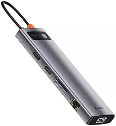 USB Type-C хаб Baseus Metal Gleam 11-in-1 Multifunctional Type-C HUB Gray (CAHUB-CT0G) - миниатюра 4