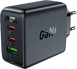 Сетевое зарядное устройство AceFast A41 65w GaN PD 2xUSB-C/USB-A ports fsat charger black - фото Сетевое зарядное устройство AceFast A41 65w GaN PD 2xUSB-C/USB-A ports fsat charger black
