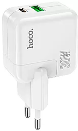 Сетевое зарядное устройство с быстрой зарядкой Hoco C111A 30w PD USB-C/USB-A ports fast charger white