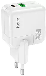 Мережевий зарядний пристрій зі швидкою зарядкою Hoco C111A 30w PD USB-C/USB-A ports fast charger white - фото Мережевий зарядний пристрій зі швидкою зарядкою Hoco C111A 30w PD USB-C/USB-A ports fast charger white