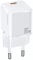 Сетевое зарядное устройство Usams T45 Super Si Mini USB-C PD&QC3.0 30W 3A White