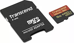 Карта памяти Transcend microSDHC 16GB Ultimate 600X Class 10 UHS-1 U1 + SD-адаптер (TS16GUSDHC10U1)