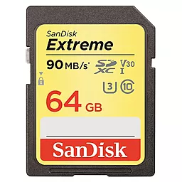 Карта памяти SanDisk SDXC 64GB Extreme Class 10 UHS-I U3 V30 (SDSDXVE-064G-GNCIN)