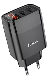 Сетевое зарядное устройство Hoco C86A Illustrious Power 12W 2.4A USB-A-C Max LED Display Black - миниатюра 4