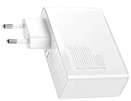 Сетевое зарядное устройство с быстрой зарядкой Baseus GaN2 Pro 100W 2xUSB-A + USB-C-С Cable White (CCGAN2P-L02) - миниатюра 4