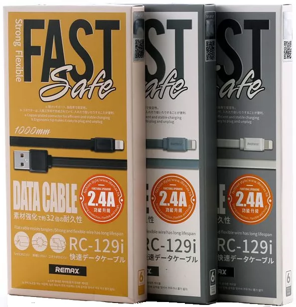 Кабель Remax Fast Pro USB-A - Lightning 12w 2.4a 1м cable Grey (RC-129i) - фото 4