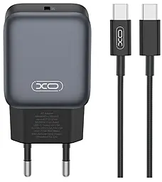 Мережевий зарядний пристрій XO L155 30w GaN PD USB-C fast charger + USB-C to USB-C cable black - фото Мережевий зарядний пристрій XO L155 30w GaN PD USB-C fast charger + USB-C to USB-C cable black