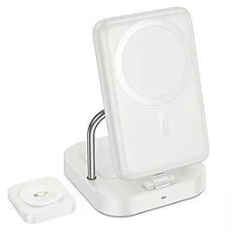 Беспроводная док-станция Hoco CQ16 Astute 4-in-1 15w wireless charger + Power Bank 10000 mAh white