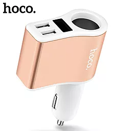 Автомобильное зарядное устройство Hoco Z10 2.1a 2xUSB-A ports car charger + cigarette lighter white - фото Автомобильное зарядное устройство Hoco Z10 2.1a 2xUSB-A ports car charger + cigarette lighter white