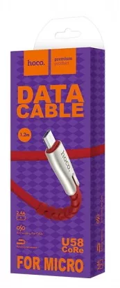 Кабель Hoco U58 Core USB-A - micro USB 12w 2.4a 1.2м cable Red - фото 3