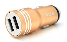Автомобильное зарядное устройство PZX C906 17w 2xUSB-A ports car charger gold