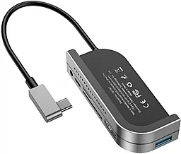 Мультипортовый USB Type-C хаб Baseus Bend Angle No.7 Multifunctional USB 3.0, SD, microSD, AUX, HDMI 4K, USB-C Grey (CAHUB-WJ0G) - миниатюра 2