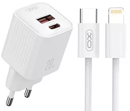 Сетевое зарядное устройство XO L147 20w PD/QC USB-C/USB-A ports charger + Type-C to Lightning cable white - фото Сетевое зарядное устройство XO L147 20w PD/QC USB-C/USB-A ports charger + Type-C to Lightning cable white