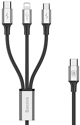 USB PD Кабель Baseus Rapid 3-in-1 USB to Type-C/Lightning/micro USB cable black (CAMLT-SUS1)