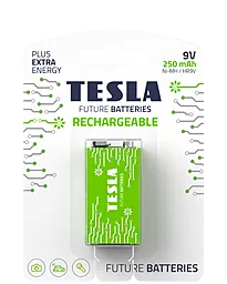 Акумулятор Tesla 6LR61 (крона) GREEN+ RECHARGEABLE 250mAh 1шт 9.0 V