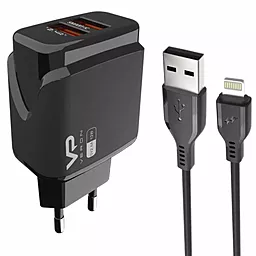 Сетевое зарядное устройство Veron VR-C12L 2.4a 2xUSB-A home charger + Lightning cable black