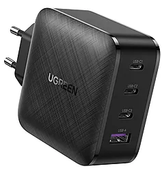 Мережевий зарядний пристрій з швидкою зарядкою Ugreen CD224 36w PD/QC3.0 GaN 3xUSB-C/USB-A ports fast charger black