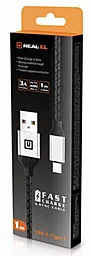 USB Кабель REAL-EL Premium Leather USB Type-C Cable Black - мініатюра 5