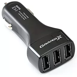 Автомобильное зарядное устройство Grand-X 15.5w 3xUSB-A ports car charger black (CH-33) - миниатюра 3