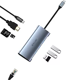 Мультипортовый USB Type-C хаб Jellico HU-81 8-in-1 grey (RL073929) - миниатюра 2