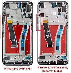 Дисплей Huawei P Smart Pro 2019, Y9S с тачскрином и рамкой, оригинал, Black - миниатюра 3