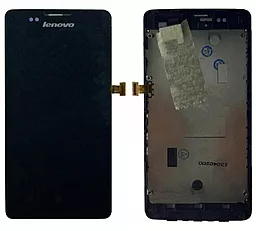 Дисплей Lenovo A600E з тачскріном і рамкою, оригінал, Black