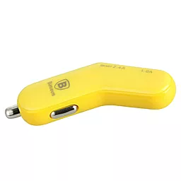 Автомобільний зарядний пристрій Baseus 2USB Car charger 2.4A Yellow (flyest series) - мініатюра 2