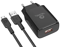 Сетевое зарядное устройство Ridea RW-11011 Element 2.1a home charger + USB-C cable black - фото Сетевое зарядное устройство Ridea RW-11011 Element 2.1a home charger + USB-C cable black