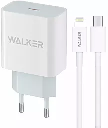 Мережевий зарядний пристрій Walker WH-39 20w PD USB-C fast charger + USB-C to Lightning cable white - фото Мережевий зарядний пристрій Walker WH-39 20w PD USB-C fast charger + USB-C to Lightning cable white
