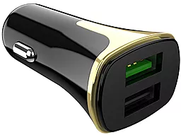 Автомобильное зарядное устройство с быстрой зарядкой Hoco Universe Z31 Micro cable 2USB 3.4A 18W Black - миниатюра 3