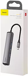Мультипортовый USB Type-C хаб Baseus Mechanical Eye 6 in 1 USB-C USB3.0x3 + HDMI + RJ45 + USB-C PD Ethernet Grey (CAHUB-J0G) - миниатюра 5