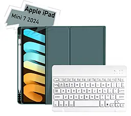Чехол-книжка BeCover с беспроводной клавиатурой для Apple iPad Mini 2024 Dark Green (712993) - фото Чехол-книжка BeCover с беспроводной клавиатурой для Apple iPad Mini 2024 Dark Green (712993)