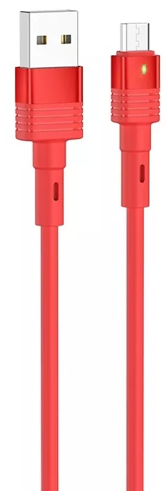 Кабель Hoco U82 Cool Grace Silicone USB-A - micro USB 12w 2.4a 1.2м cable Red - фото 1