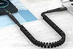 Кабель Hoco U78 Cotton Treasure Elastic USB-A - Type-C 12w 2.4a 1.2м cable Black - мініатюра 4 Кабель Hoco U78 Cotton Treasure Elastic USB-A - Type-C 12w 2.4a 1.2м cable Black - мініатюра 4