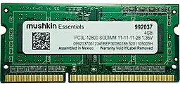 Оперативна пам'ять для ноутбука Mushkin Essentials SO-DIMM DDR3L 1600MHz 4GB (992037)
