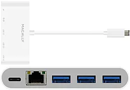 Мультипортовий Type-C хаб Macally 3 Ports USB/USB-C with Ethernet White (UC3HUB3GBC)
