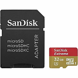 Карта памяти SanDisk microSDHC 32GB Extreme Class 10 UHS-I U3 + SD-адаптер (SDSDQXN-032G-G46A)