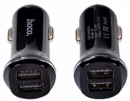 Автомобільний зарядний пристрій Hoco Z1 2.1A 2USB + Lightning cable Black - мініатюра 2