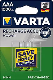 Аккумулятор Varta AAA (R03) Rechargeable Accu Power (1000mAh) Ni-MH 2шт (05703301402) - фото Аккумулятор Varta AAA (R03) Rechargeable Accu Power (1000mAh) Ni-MH 2шт (05703301402)