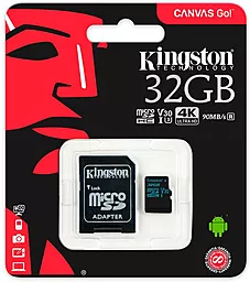 Карта пам'яті Kingston microSDHC 32GB Canvas Go Class 10 UHS-I U3 V30 + SD-адаптер (SDCG2/32GB) - мініатюра 2