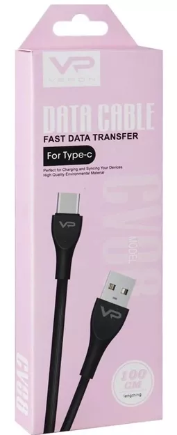 Кабель Veron SC08 USB-A - Type-C 15w 3a 1м cable Black - фото 4
