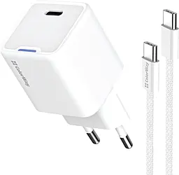 Сетевое зарядное устройство ColorWay 30w GaN/PPS PD USB-C fast charger + USB-C to USB-C cable white (CW-CHS054PDC-WT) - фото Сетевое зарядное устройство ColorWay 30w GaN/PPS PD USB-C fast charger + USB-C to USB-C cable white (CW-CHS054PDC-WT)