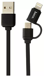 Кабель USB Hoco U23 Resilient Collectable 2-in-1 USB Lightning/micro USB Cable black