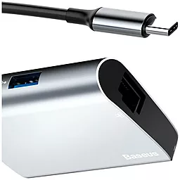 Мультипортовый USB-A хаб Baseus Enjoyment series USB-C -> USB3.0/RJ45 Grey (CATSX-B0G) - миниатюра 3