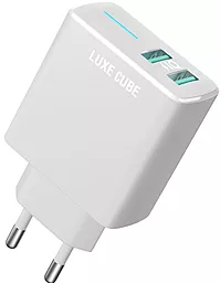 Сетевое зарядное устройство Luxe Cube Smart 12W 2.4A 2xUSB-A White (4826986900792) - фото Сетевое зарядное устройство Luxe Cube Smart 12W 2.4A 2xUSB-A White (4826986900792)