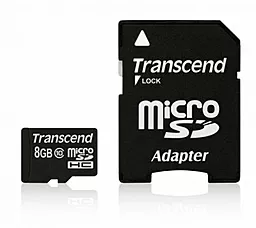 Карта памяти Transcend microSDHC 8GB Class 10 + SD-адаптер (TS8GUSDHC10)