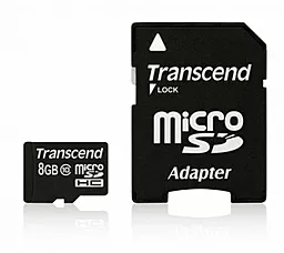 Карта пам'яті Transcend microSDHC 8GB Class 10 + SD-адаптер (TS8GUSDHC10) - фото Карта пам'яті Transcend microSDHC 8GB Class 10 + SD-адаптер (TS8GUSDHC10)