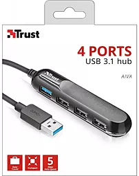 Мультипортовый USB-A хаб Trust USB HUB Aiva 4 Port 3xUSB 2.0, 1xUSB 3.1 Black (22260) - миниатюра 7