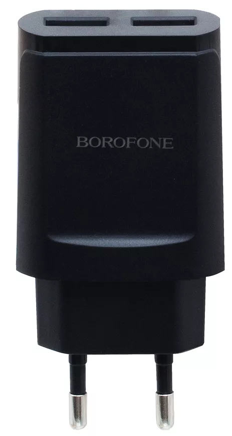 Сетевое зарядное устройство Borofone BA8A LePlug 2.1a 2xUSB-A home charger black - фото 1